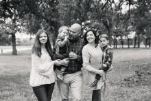 Black and white image of Family in field near Westlake Southlake by area best photographer