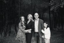 Black and white photograph of beautiful family by Trophy Club best award winning photographer