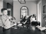 Beautiful black and white family documentary image taken in Southlake by best Trophy Club family photographer and videographer