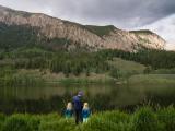 Father fishing with twins in the mountains of Crested Butte by best travel photographer